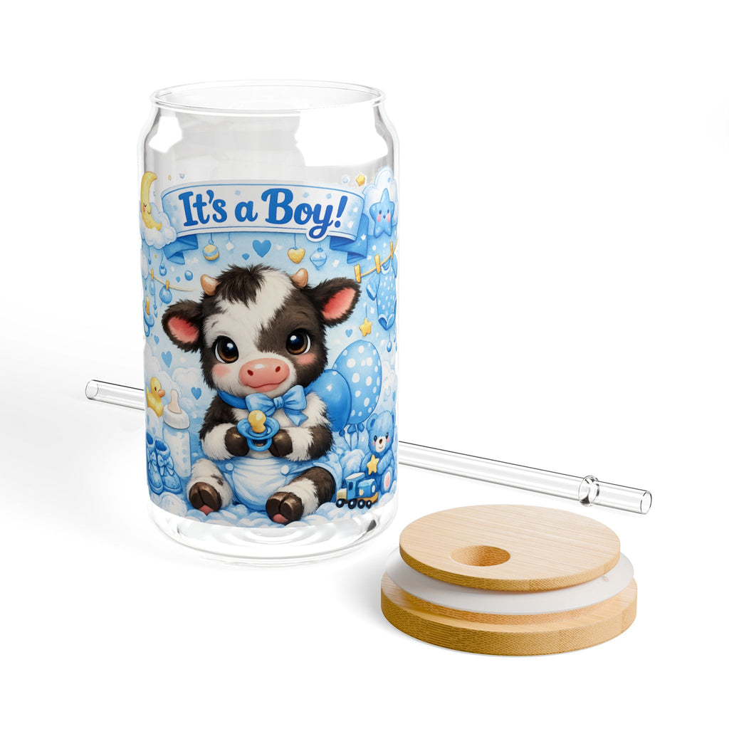 It's a Boy Sipper Glass - 16oz Baby Shower Drink Tumbler