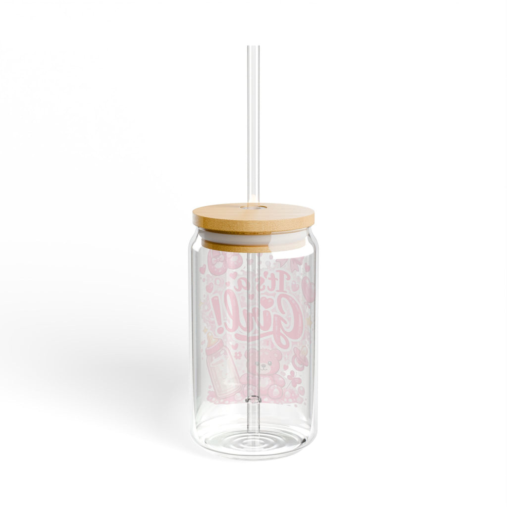 It's a Girl! 16oz Baby Shower Sipper Glass - Pink Celebration Drink Tumbler