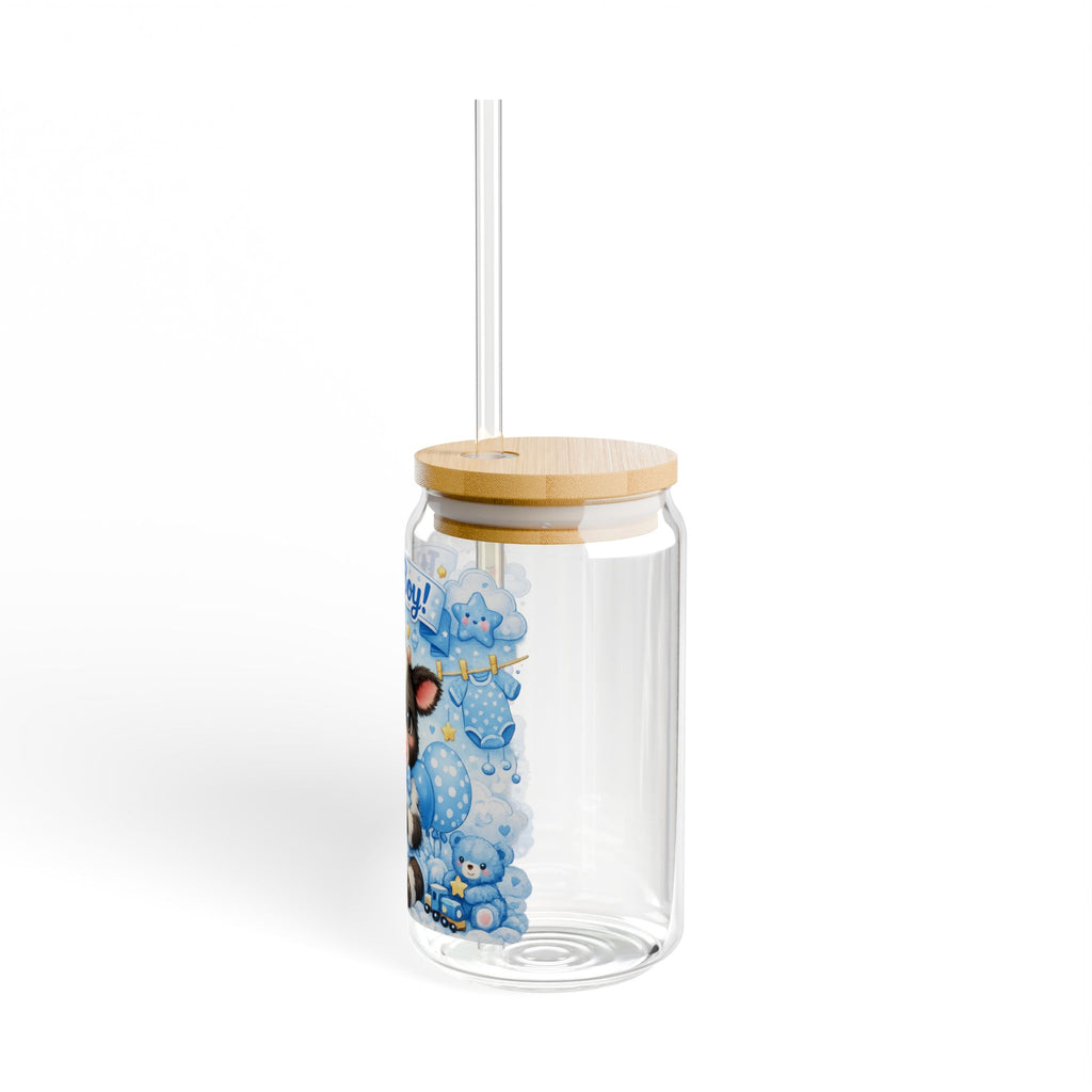 It's a Boy Sipper Glass - 16oz Baby Shower Drink Tumbler