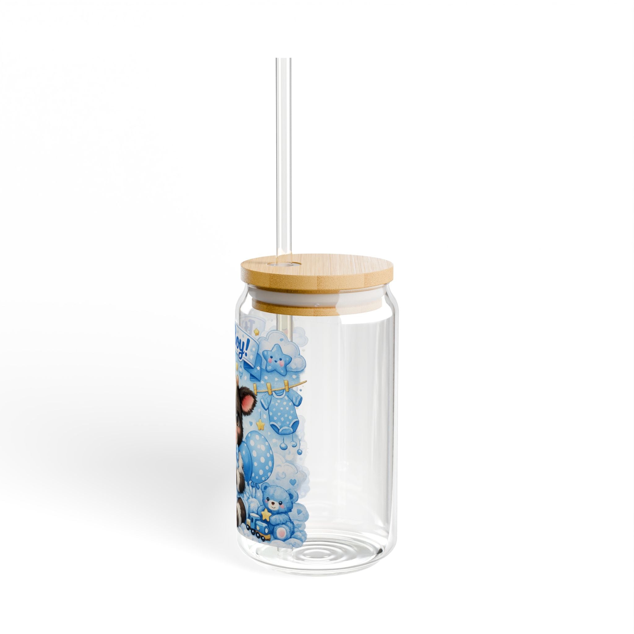 It's a Boy Sipper Glass - 16oz Baby Shower Drink Tumbler