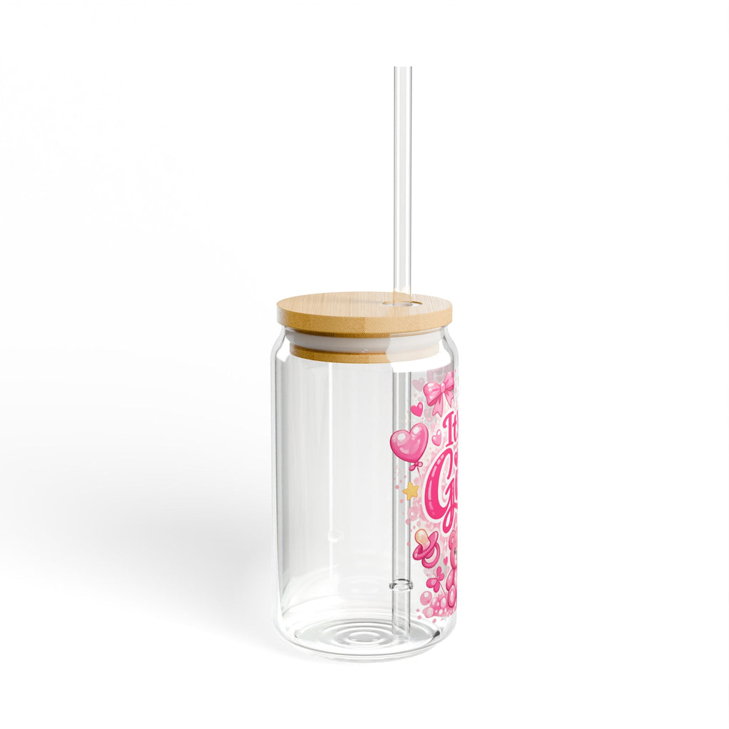 It's a Girl! 16oz Baby Shower Sipper Glass - Pink Celebration Drink Tumbler