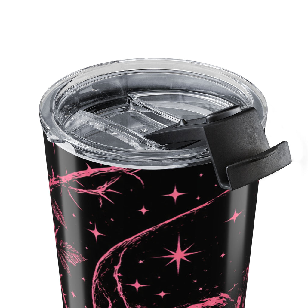 20oz Pink Skull & Roses Tumbler — Gothic Floral Travel Mug