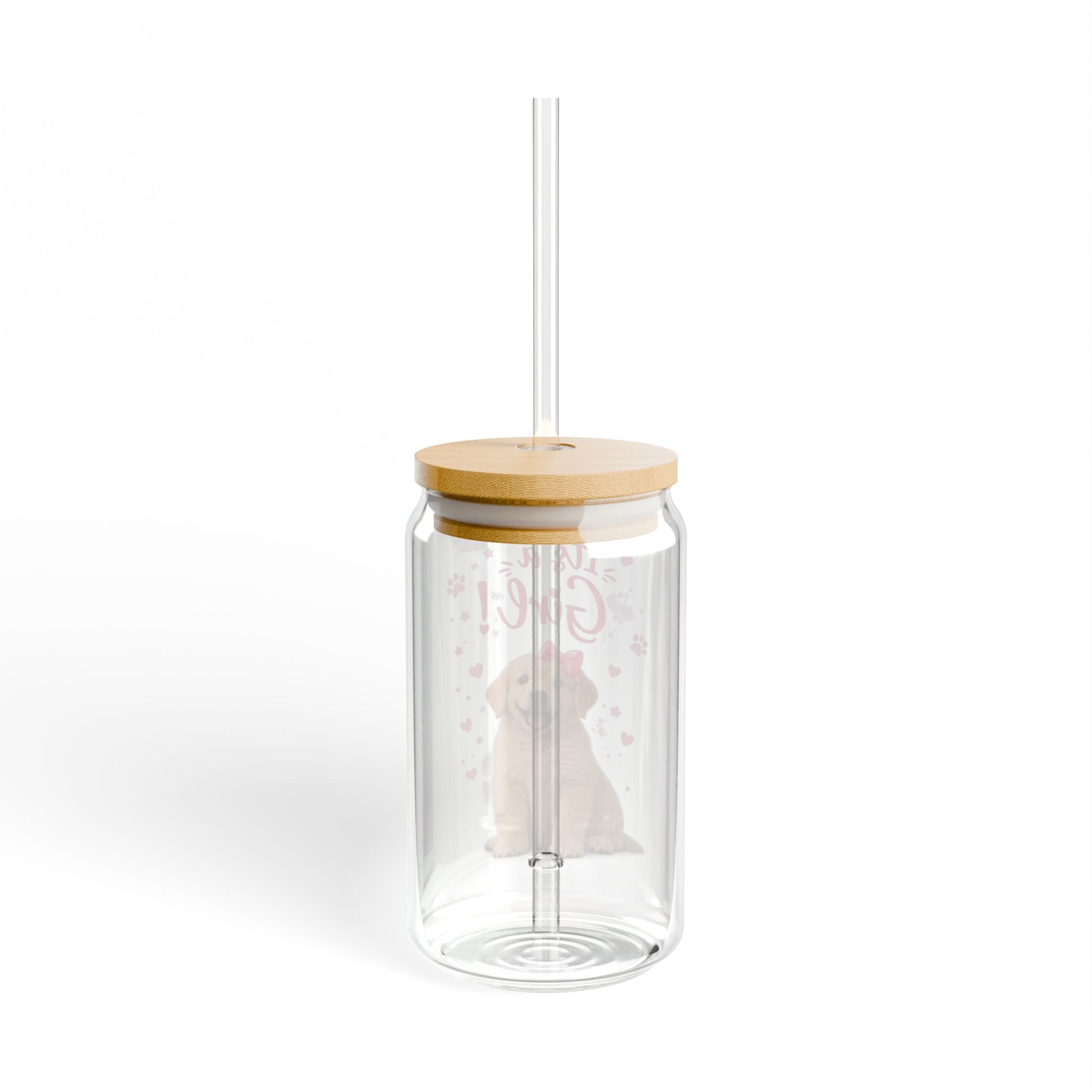 It’s a Girl Puppy Sipper Glass — 16oz Baby Shower Drink Tumbler