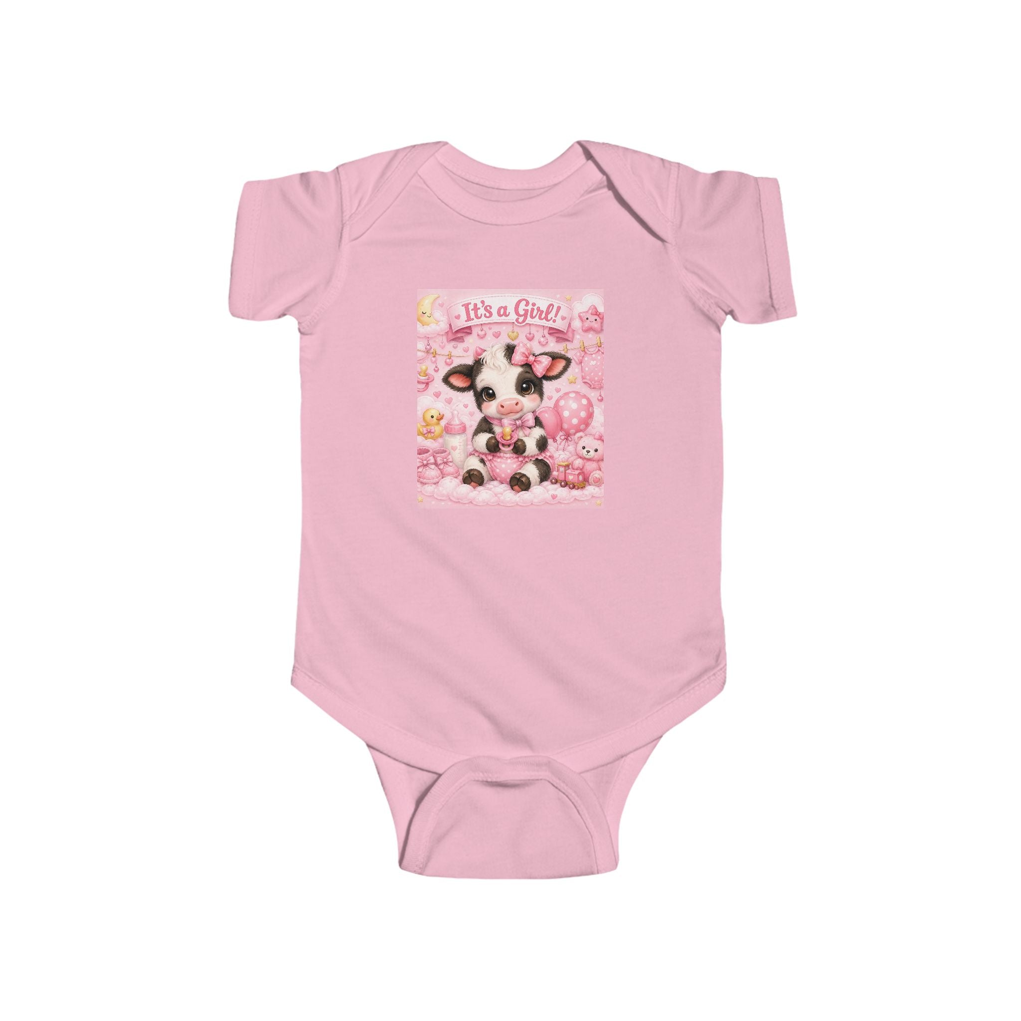 “It’s a Girl” Pink Cow Baby Bodysuit – Newborn Infant Onesie