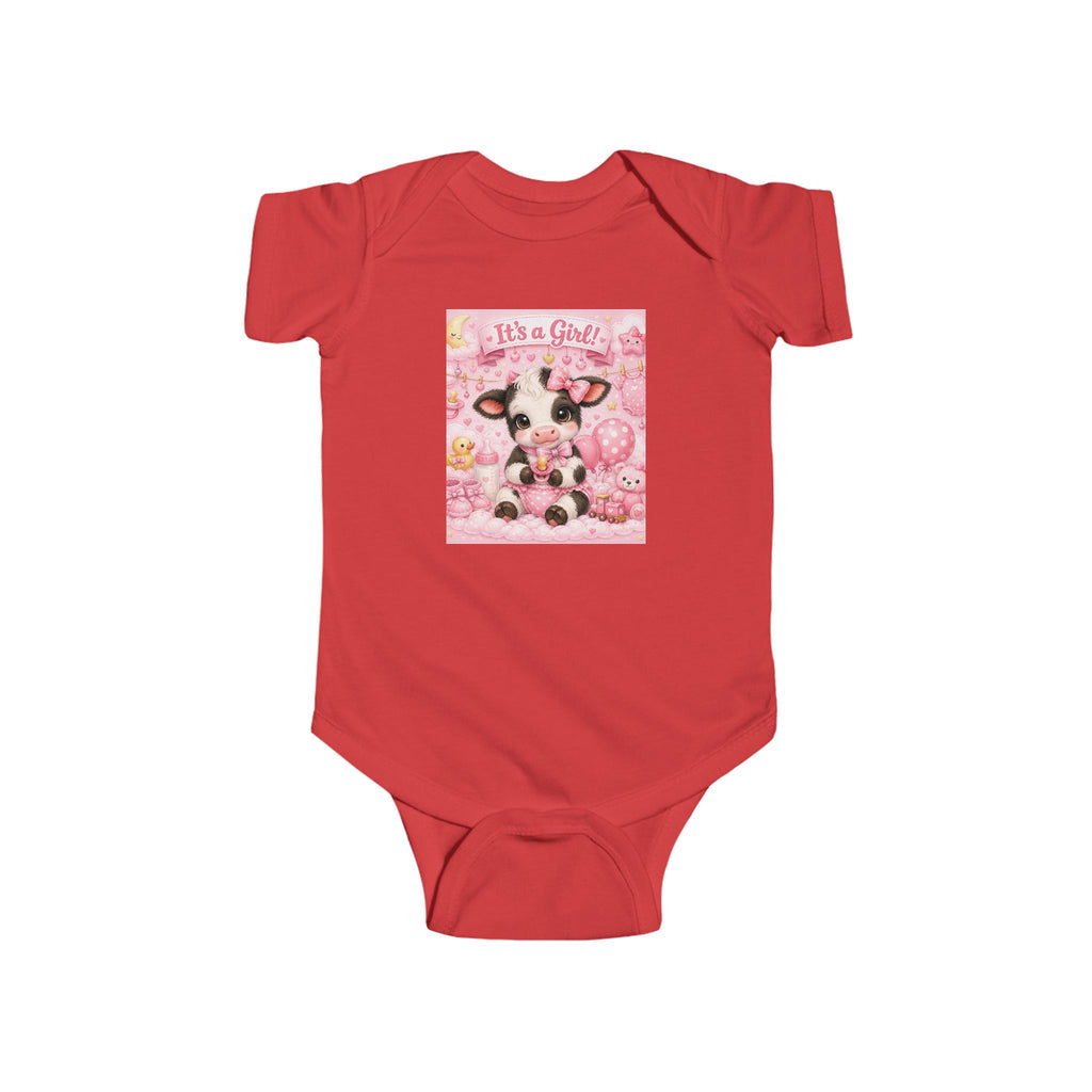 “It’s a Girl” Pink Cow Baby Bodysuit – Newborn Infant Onesie
