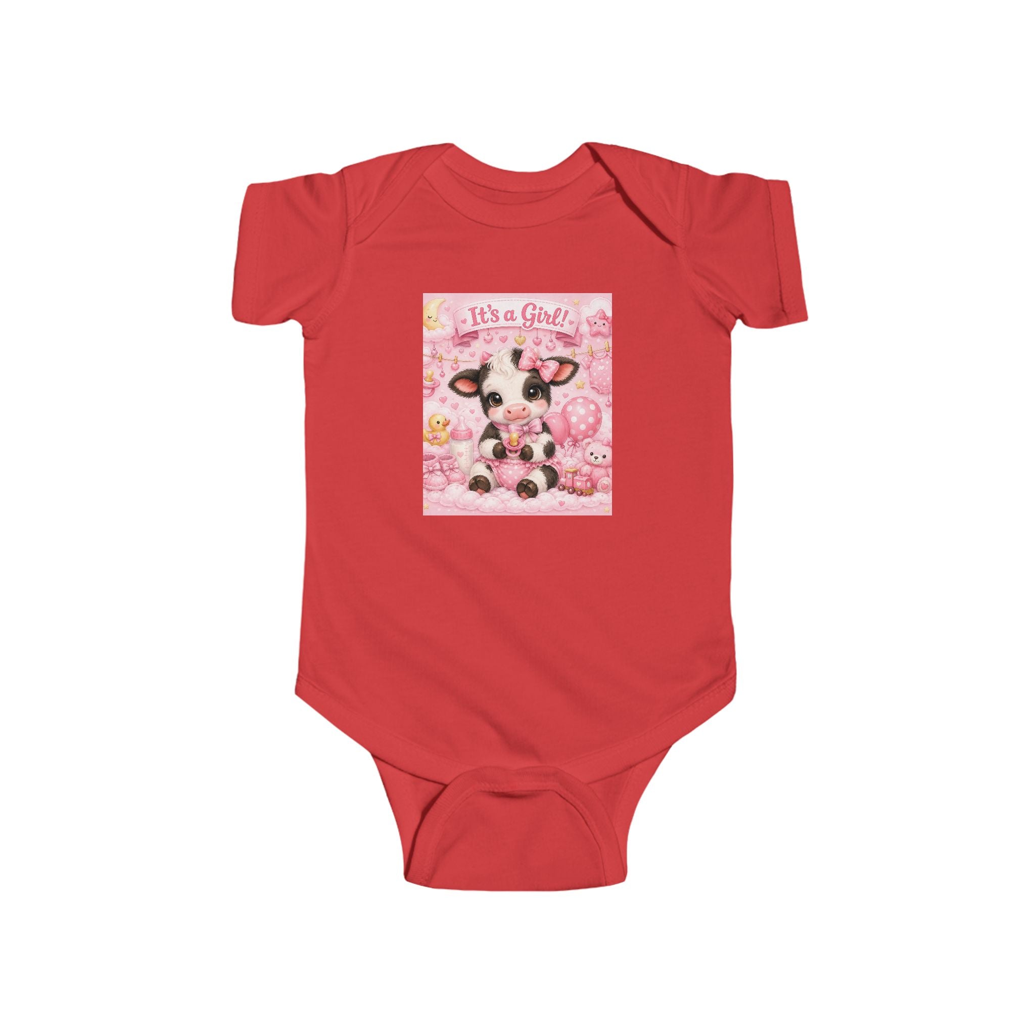 “It’s a Girl” Pink Cow Baby Bodysuit – Newborn Infant Onesie