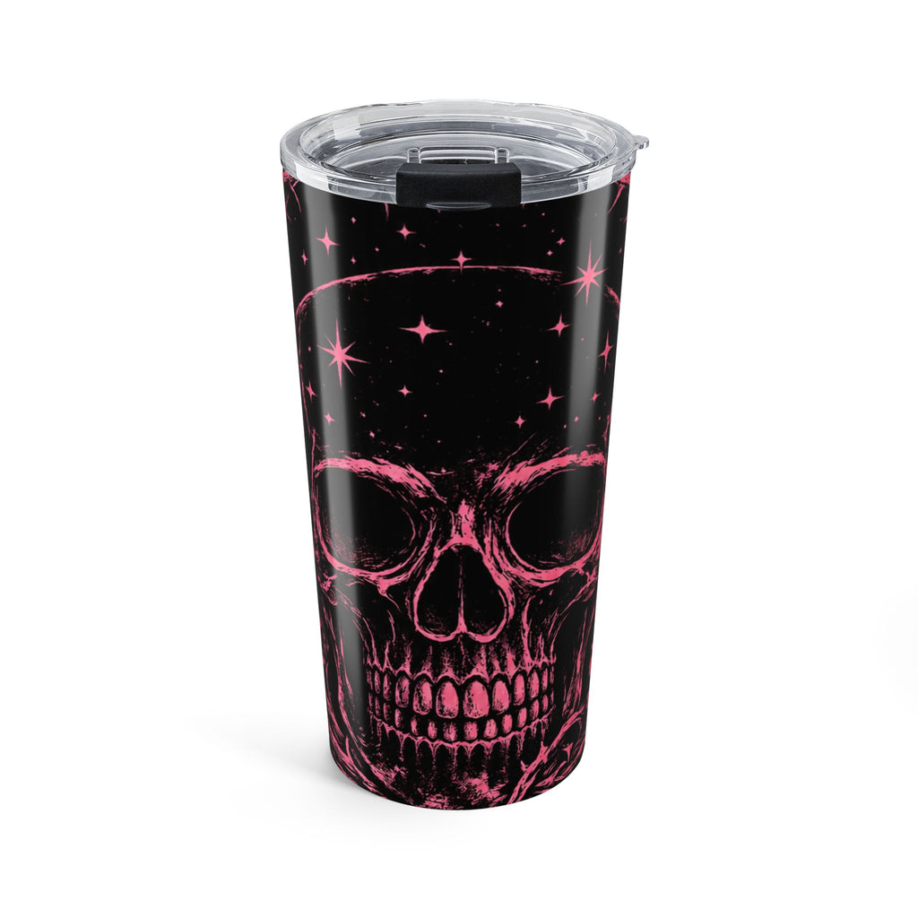 20oz Pink Skull & Roses Tumbler — Gothic Floral Travel Mug