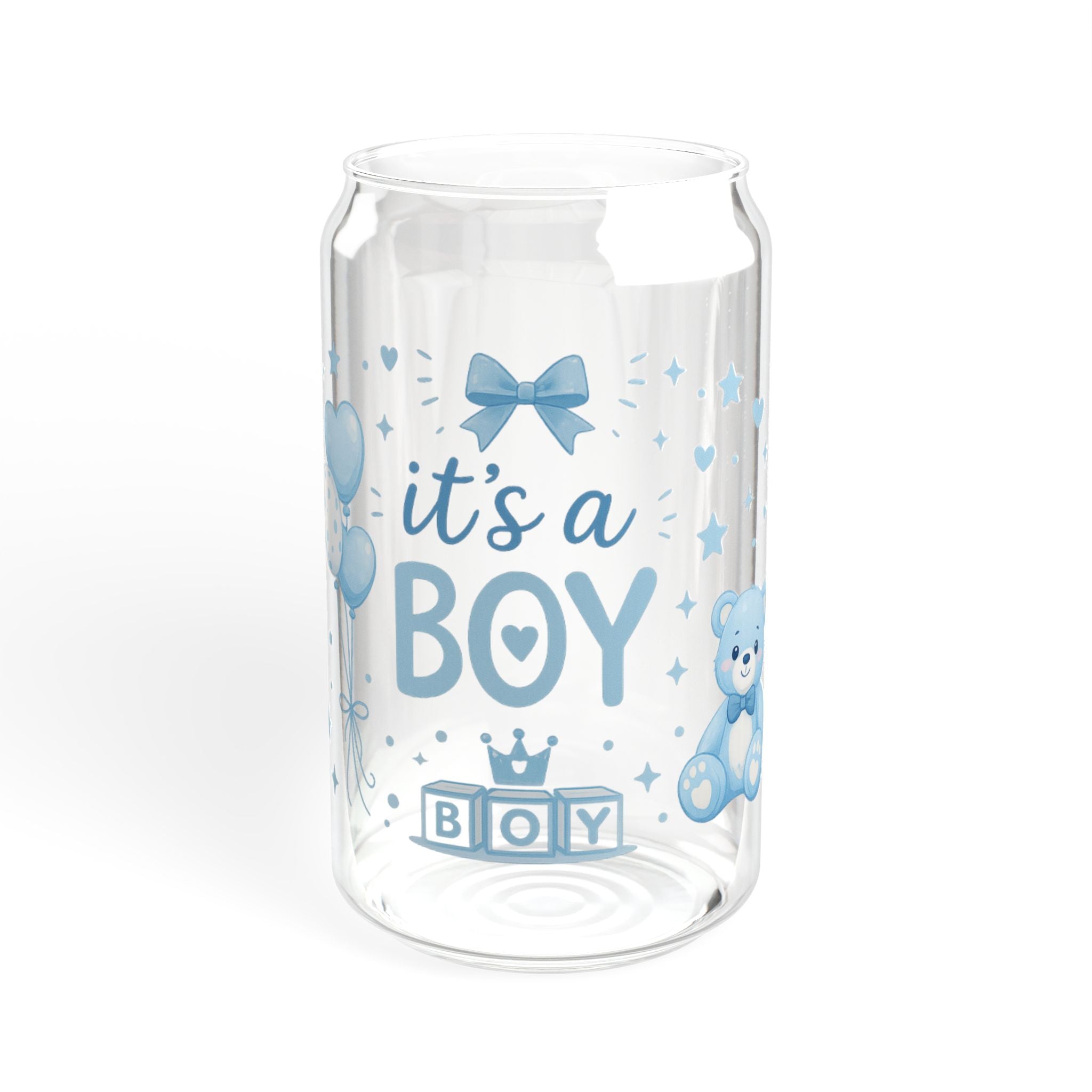 Baby Shower Sipper Glass — "It's a Boy" 16oz Bamboo Lid Cup