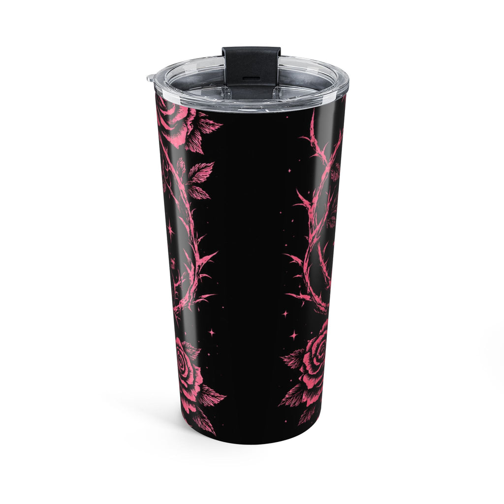 20oz Pink Skull & Roses Tumbler — Gothic Floral Travel Mug