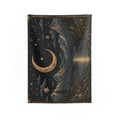 Celestial Crescent Moon Mountain Tapestry — Night Sky Wall Hanging