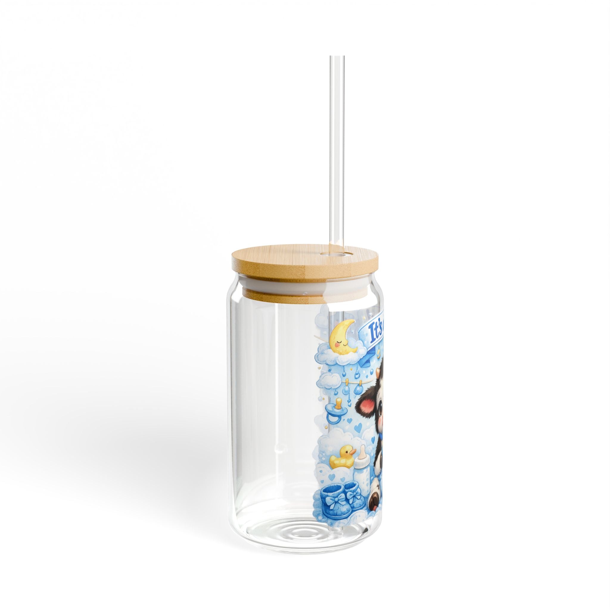 It's a Boy Sipper Glass - 16oz Baby Shower Drink Tumbler