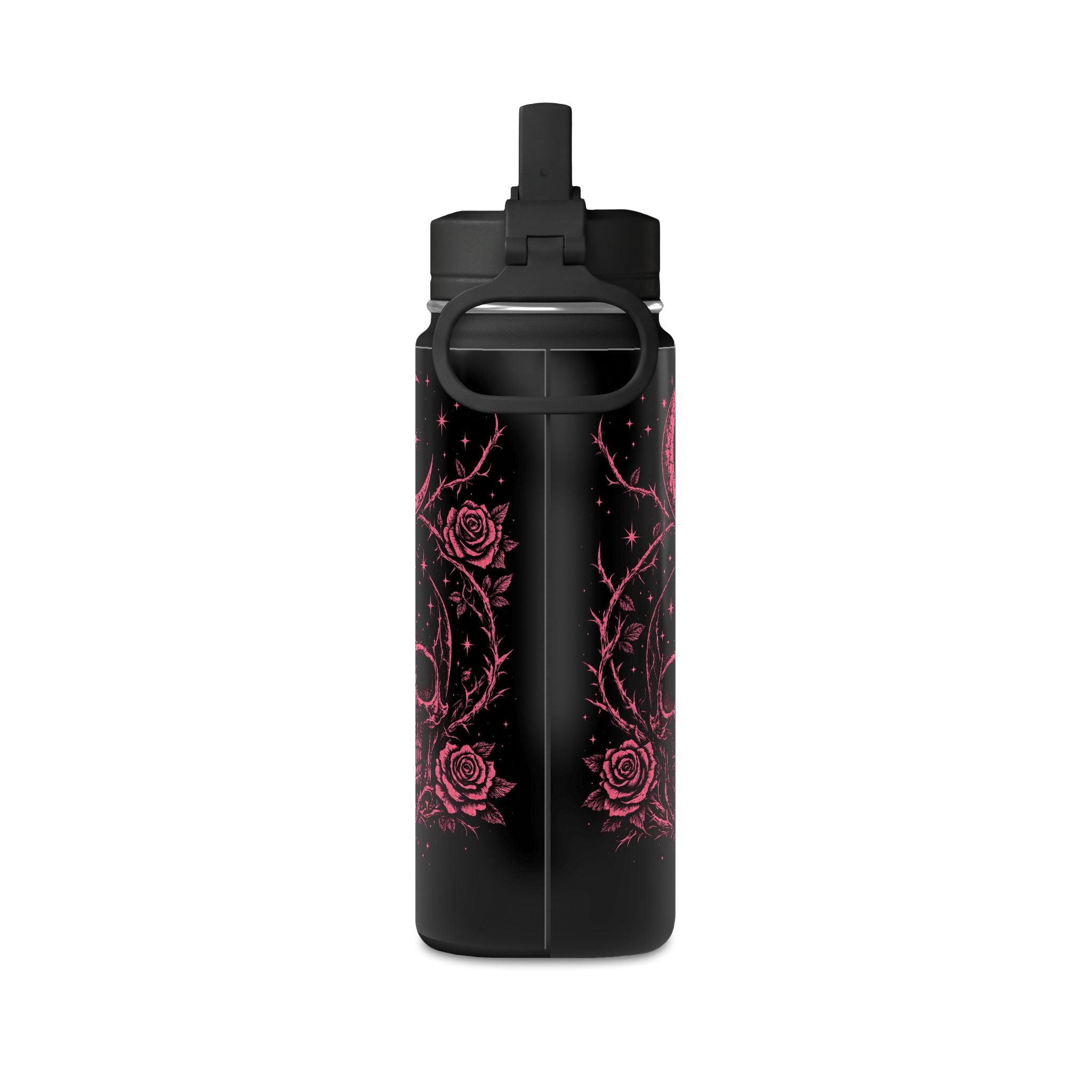 20oz Skull & Rose Water Bottle — Gothic Moon Hydration Bottle