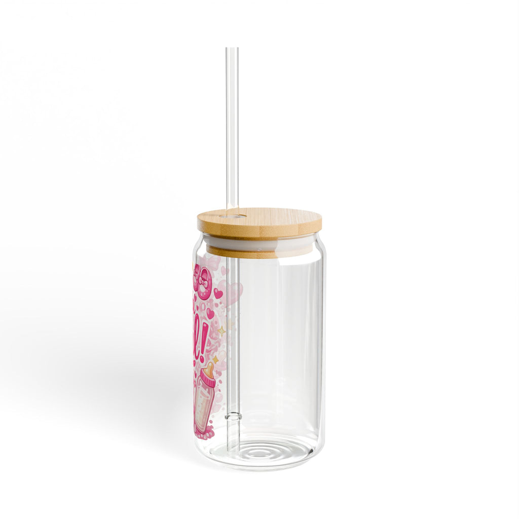 It's a Girl! 16oz Baby Shower Sipper Glass - Pink Celebration Drink Tumbler