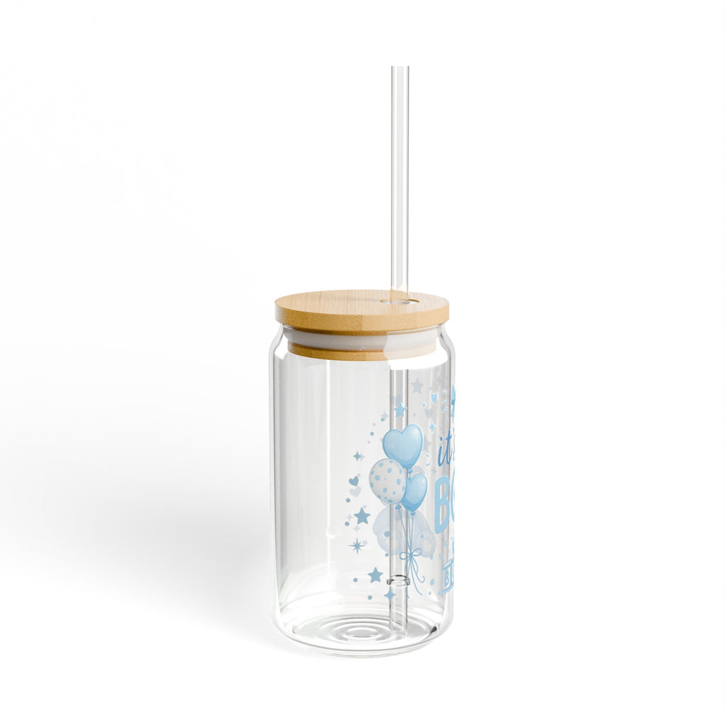 Baby Shower Sipper Glass — "It's a Boy" 16oz Bamboo Lid Cup