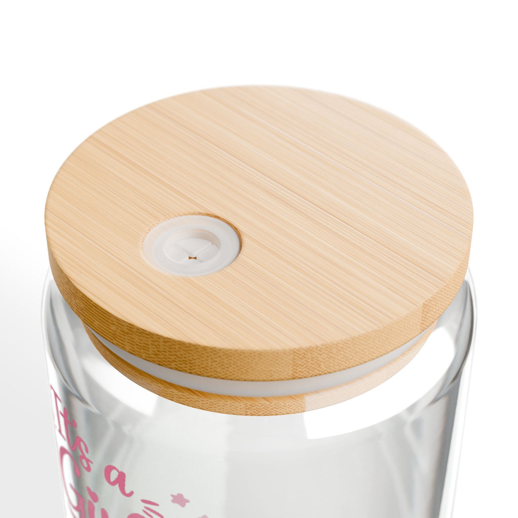 It’s a Girl Puppy Sipper Glass — 16oz Baby Shower Drink Tumbler