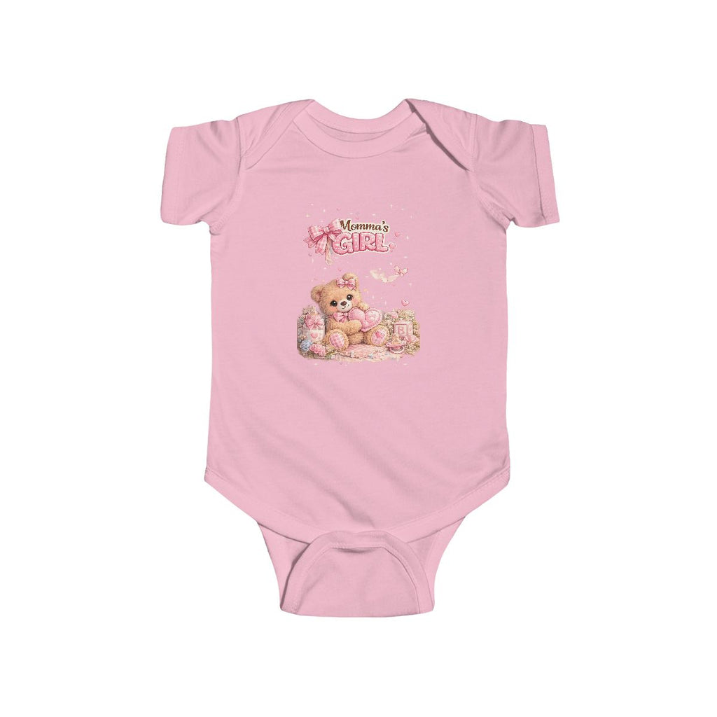 Baby Girl Bodysuit - "Mommy's Girl" Teddy Bear Pink Floral Infant Onesie