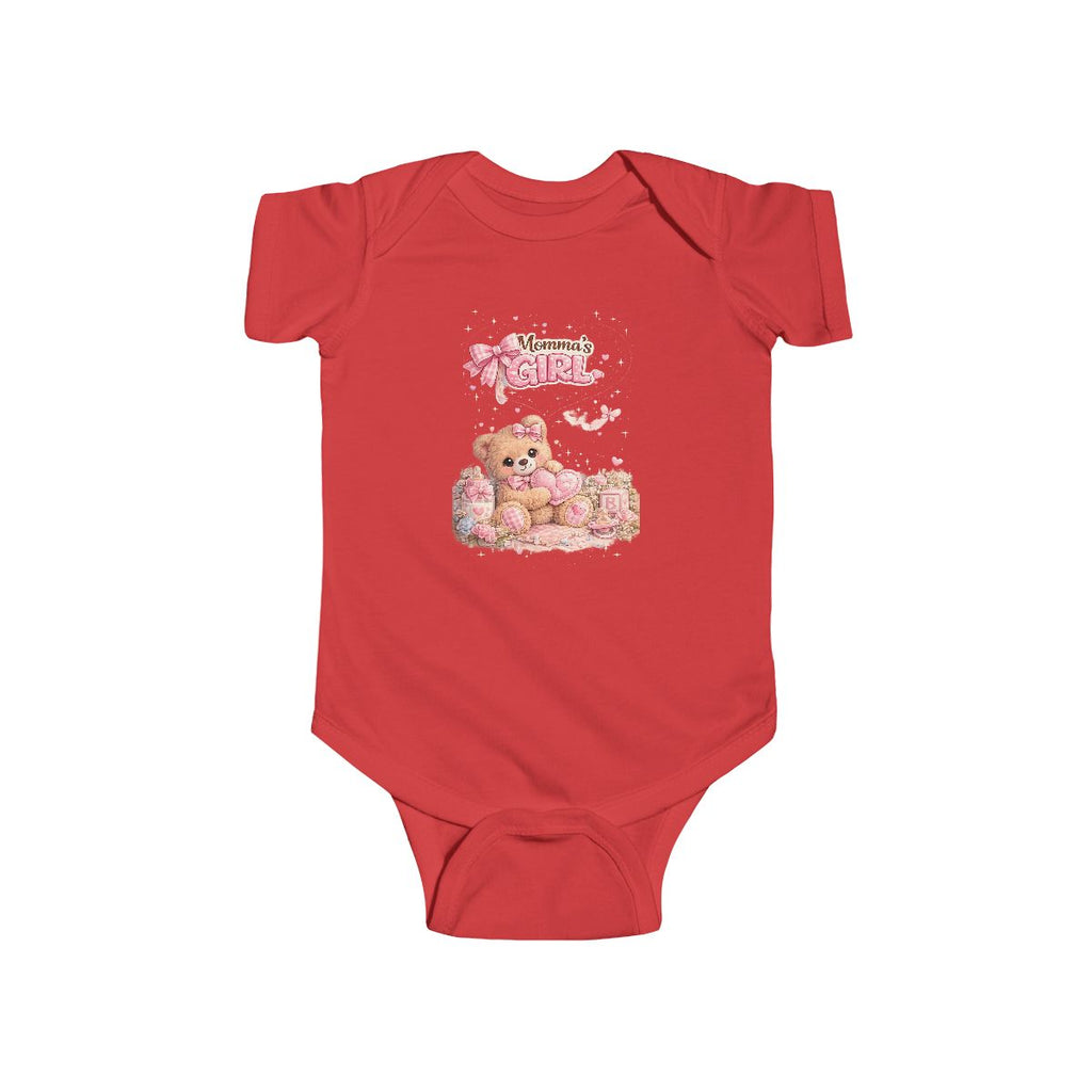 Baby Girl Bodysuit - "Mommy's Girl" Teddy Bear Pink Floral Infant Onesie